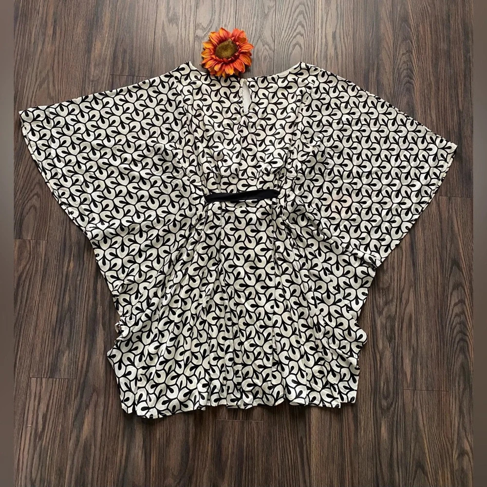 🦋B2G1🦋UNIQUE VINTAGE SMAK PARLOUR Ivory & Black Groovy Horseshoe Print Dress - Picture 7 of 14